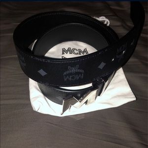 Black MCM Belt Silver Buckle Size 38-42
